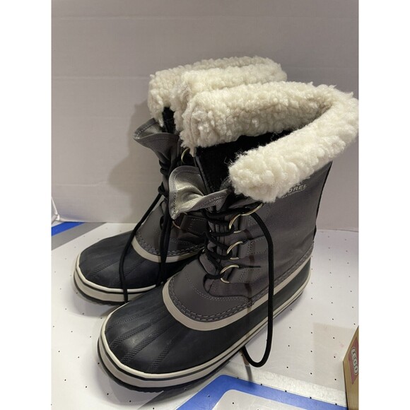 Sorel Caribou Women Gray Waterproof Mid-Calf Winter Boots Sz 7.5 natural rubber - Picture 6 of 10